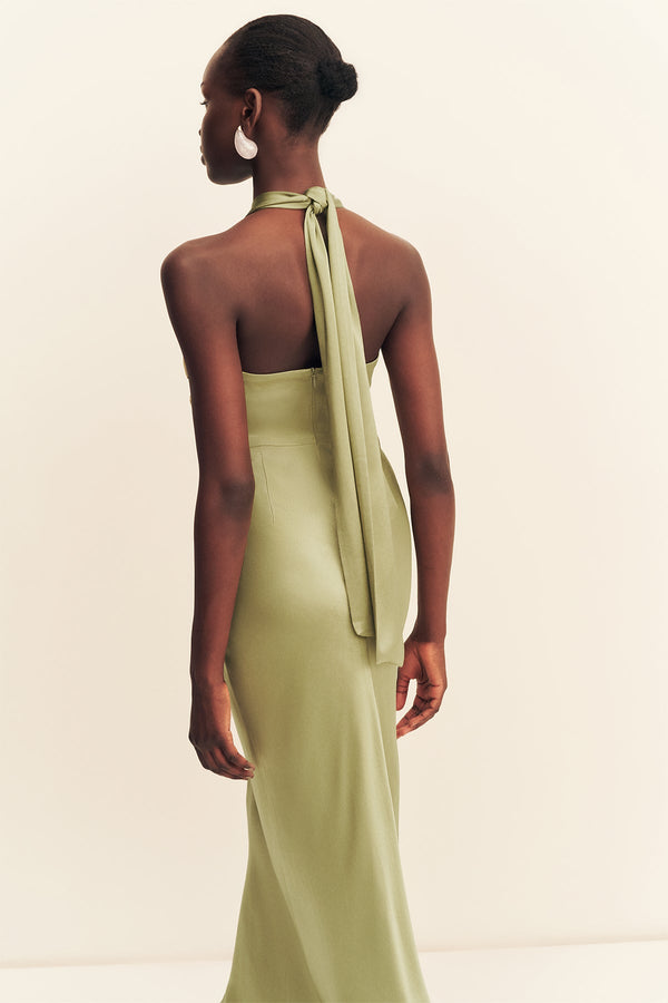 Shona Joy - La Lune Ruched Halter Maxi Dress - Fern - Bridesmaids Dress Shona Joy - La Lune Ruched Halter Maxi Dress - Fern - Bridesmaids Dress