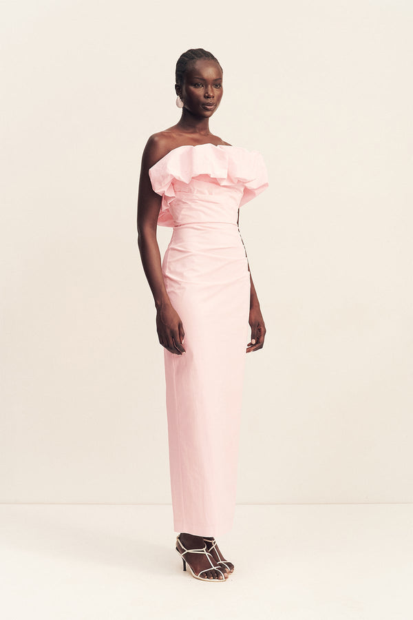 CAMPBELL STRAPLESS BUBBLE MAXI DRESS - BALLERINA