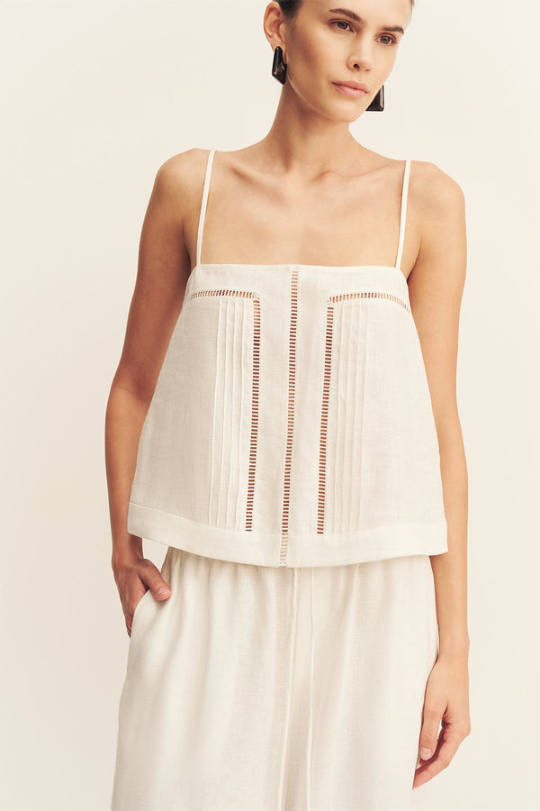 TOMMY LINEN CAMI - IVORY
