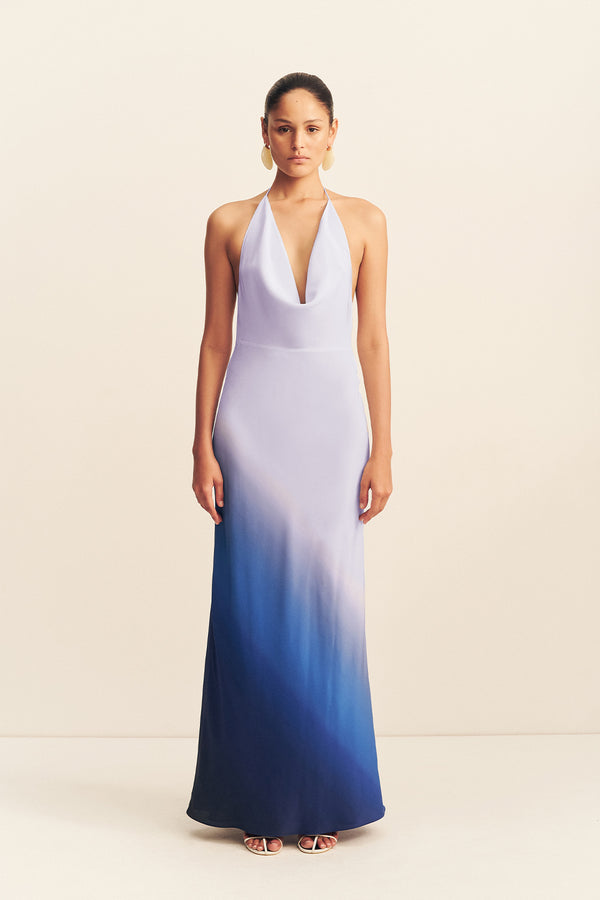 LOTTIE SILK LOW COWL MAXI DRESS - LILAC ECLIPSE_F