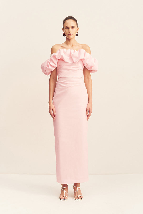CAMPBELL OFF SHOULDER BUBBLE MAXI DRESS - BALLERINA_F