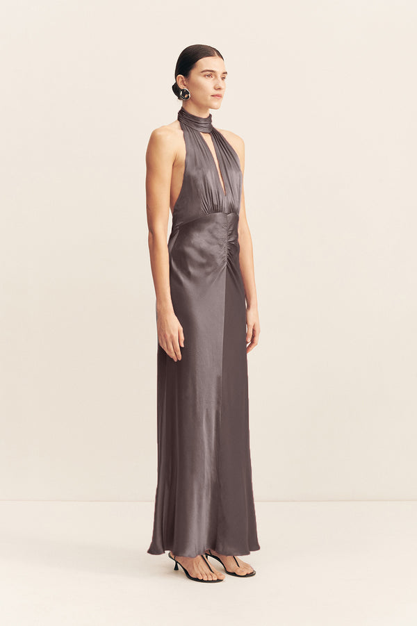 Shona Joy Agnes Halter Neck Maxi Dress in Grey - size Aus 10/US 6 Shona Joy Agnes Halter Neck Maxi Dress in Grey - size Aus 10/US 6