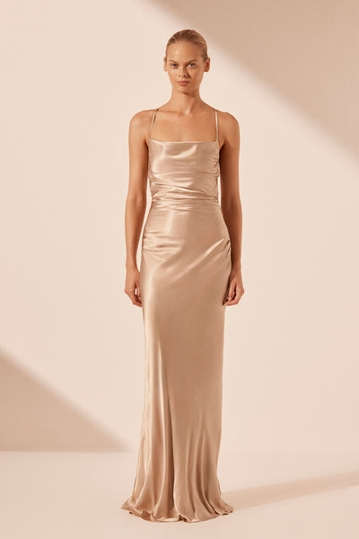 Shona Joy - La Lune Lace Back Maxi Dress - Gold - Bridesmaids Dress Shona Joy - La Lune Lace Back Maxi Dress - Gold - Bridesmaids Dress