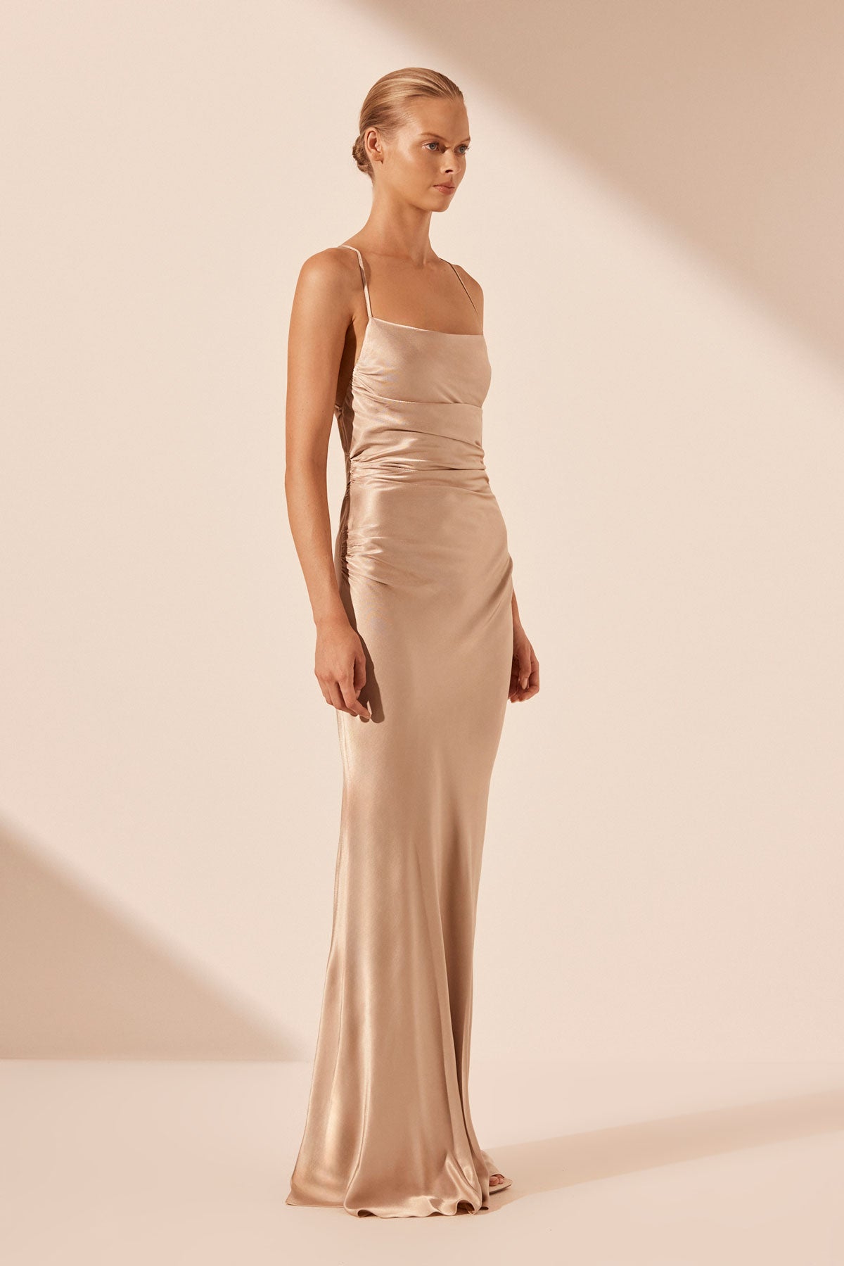 La Lune Lace Back Maxi Dress | Gold | Dresses | Shona Joy – Shona