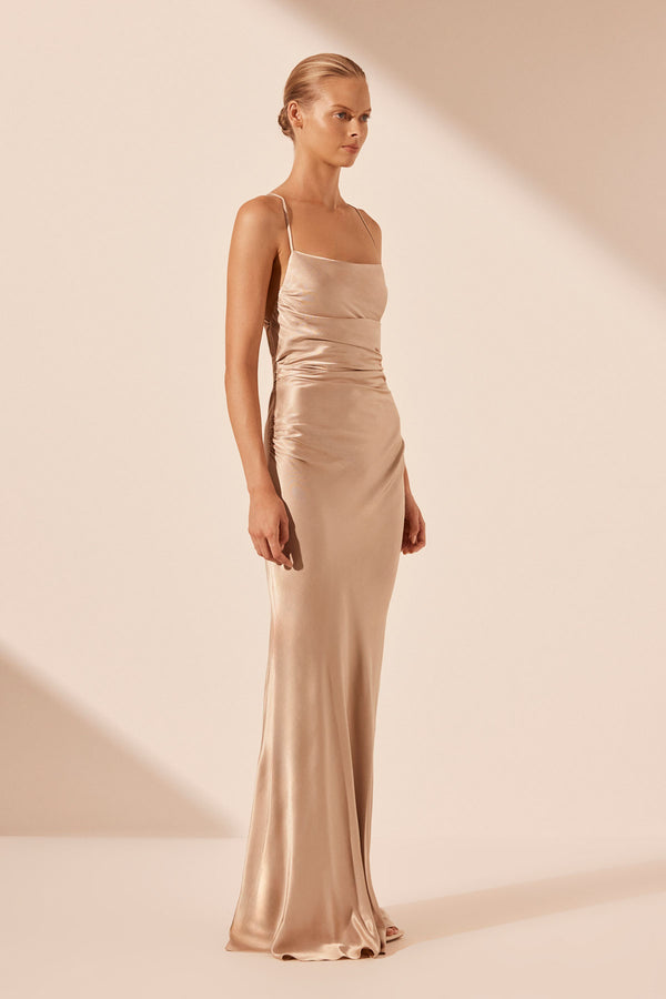 Shona Joy - La Lune Lace Back Maxi Dress - Gold - Bridesmaids Dress Shona Joy - La Lune Lace Back Maxi Dress - Gold - Bridesmaids Dress