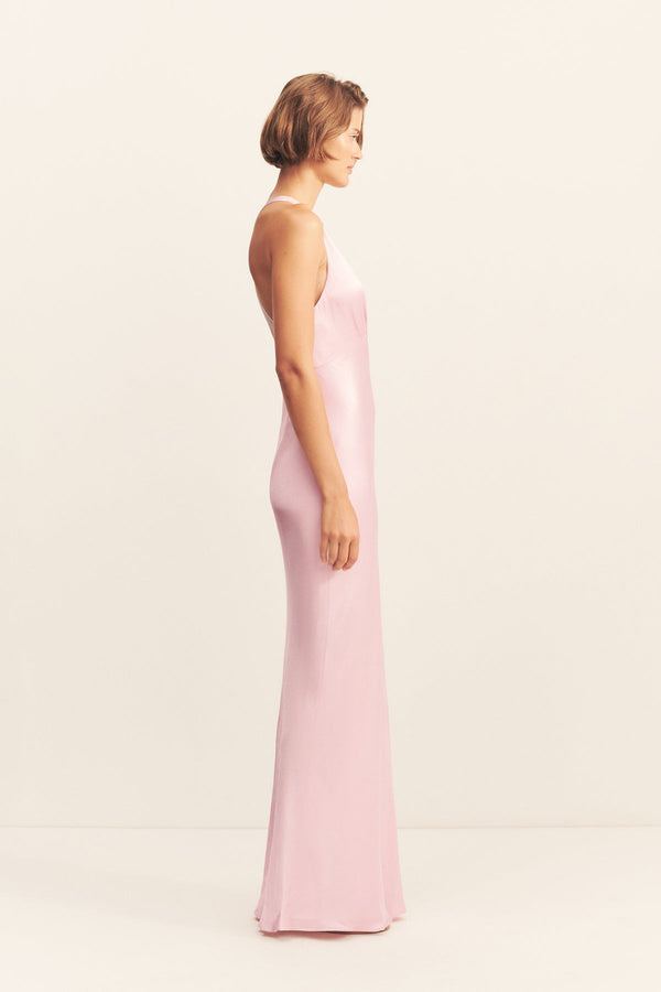 LA LUNE PLUNGED CROSS BACK MAXI DRESS - BLOSSOM