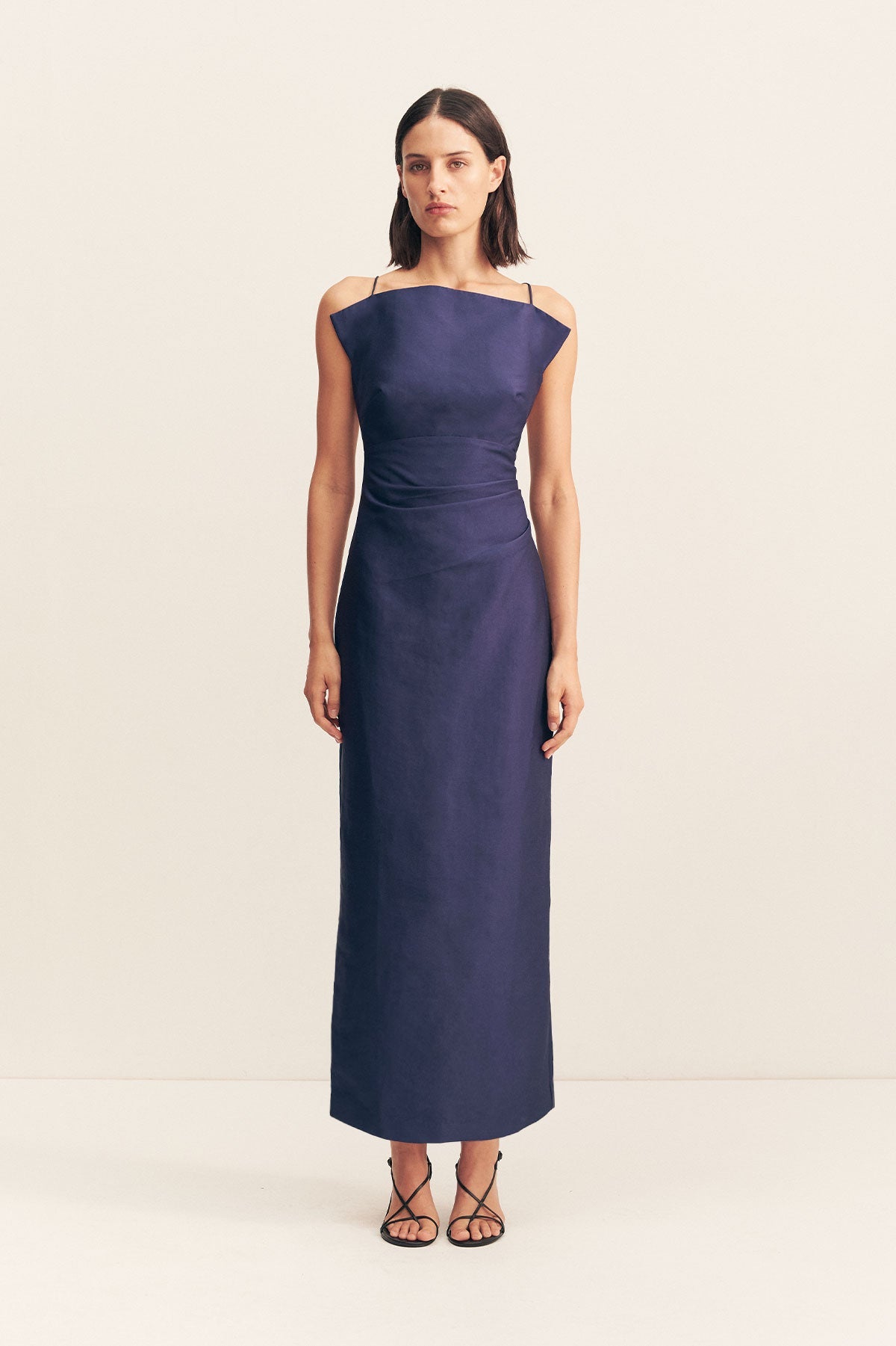 Otis Draped High Neck Midi Dress | Midnight | Dresses | Shona Joy