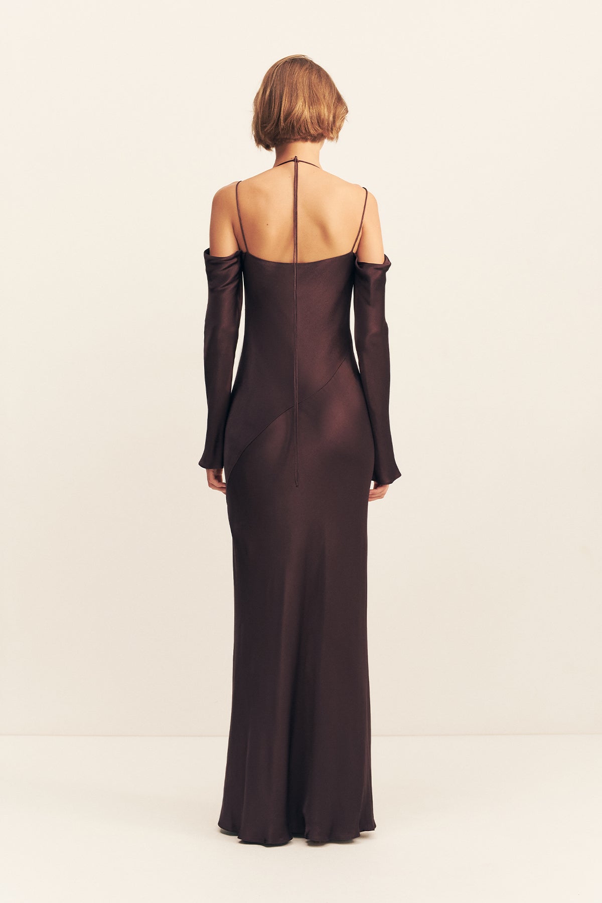 La Lune Off Shoulder Tie Maxi Dress | Espresso | Dresses | Shona
