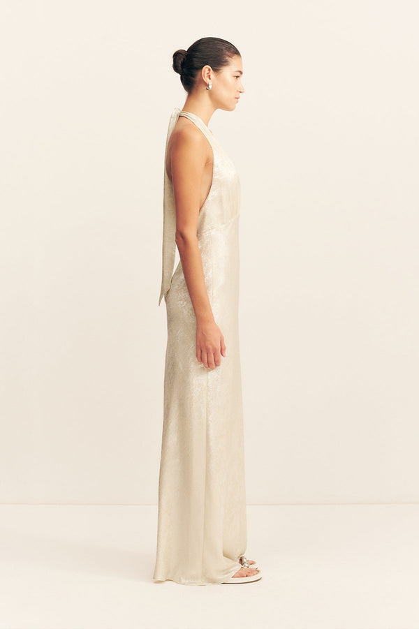 CALDER HALTER NECK MAXI DRESS - BUBBLY
