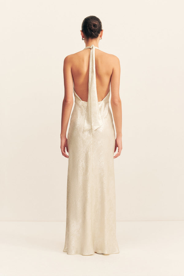 CALDER HALTER NECK MAXI DRESS - BUBBLY