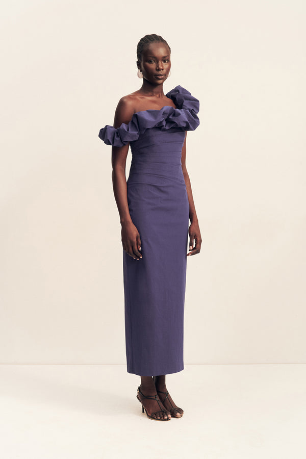 Shona Joy - Campbell Ruffle Draped Maxi Dress - Midnight - Bridesmaids Dress Shona Joy - Campbell Ruffle Draped Maxi Dress - Midnight - Bridesmaids Dress