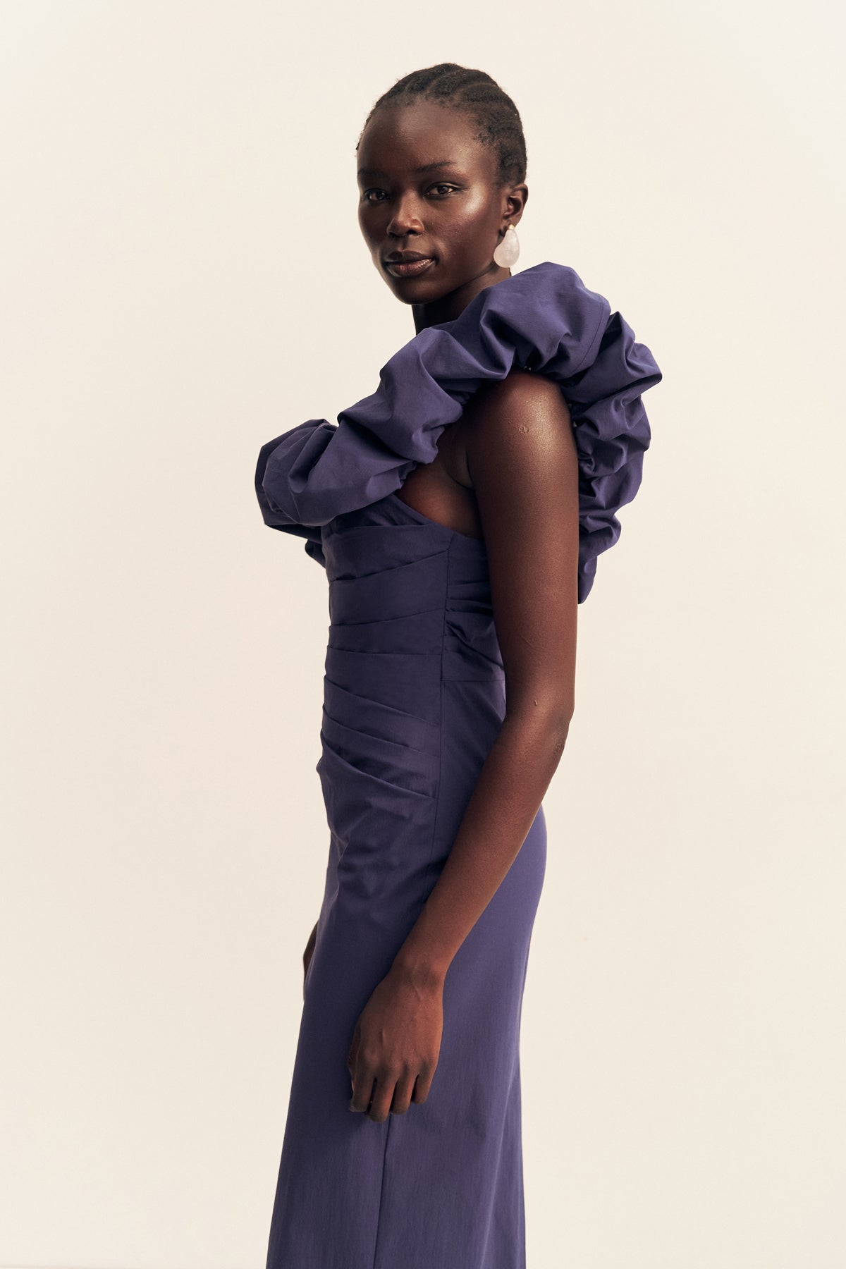 Campbell Ruffle Draped Maxi Dress | Midnight | Dresses | Shona Joy