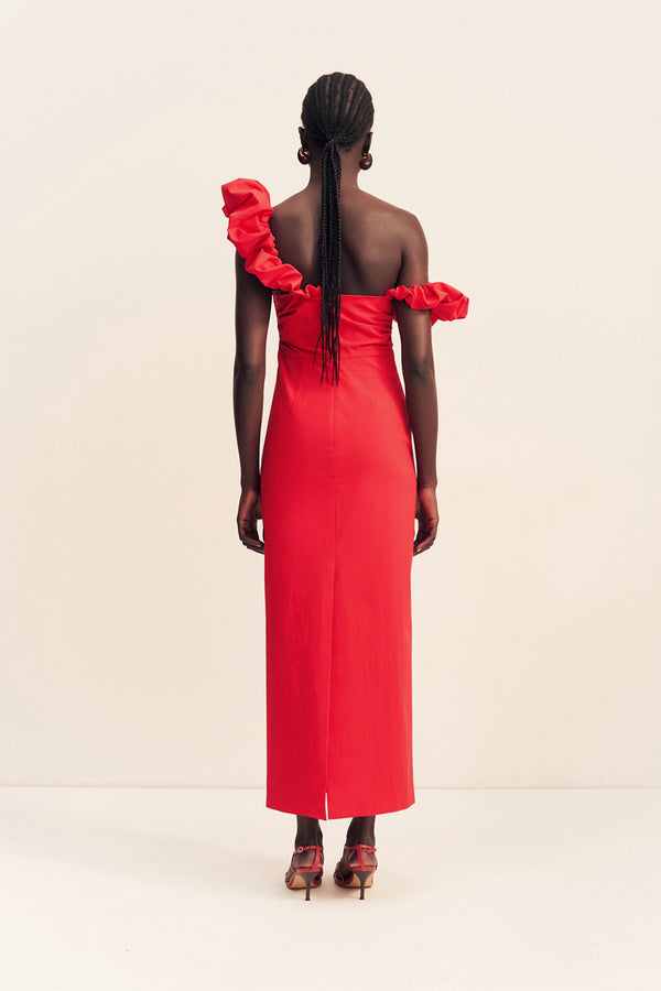 CAMPBELL RUFFLE DRAPED MAXI DRESS - GOJI