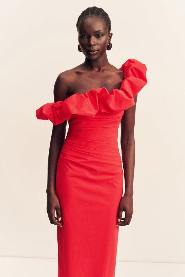 CAMPBELL RUFFLE DRAPED MAXI DRESS - GOJI