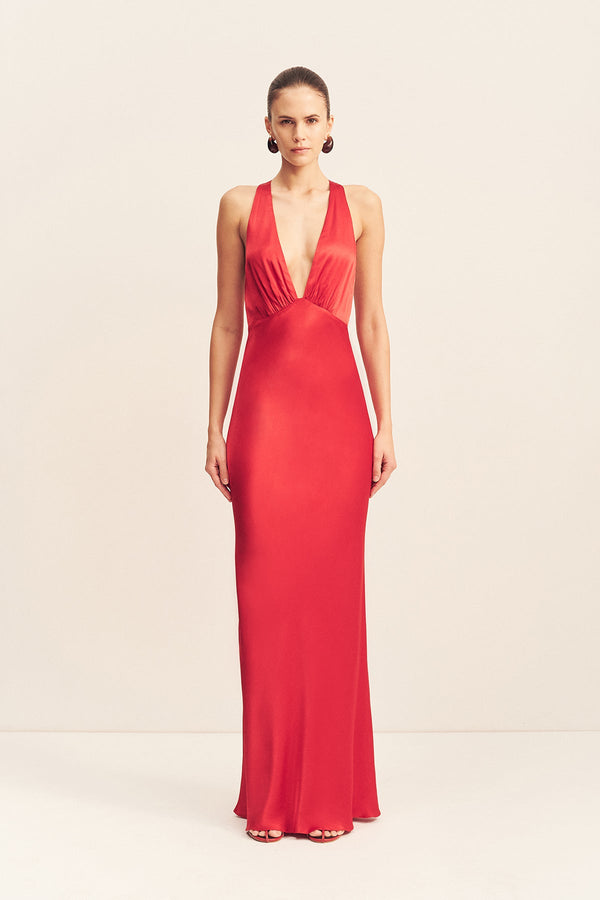 Shona Joy - Tatum Plunged Cross Back Maxi Dress - Grenadine - Bridesmaids Dress Shona Joy - Tatum Plunged Cross Back Maxi Dress - Grenadine - Bridesmaids Dress