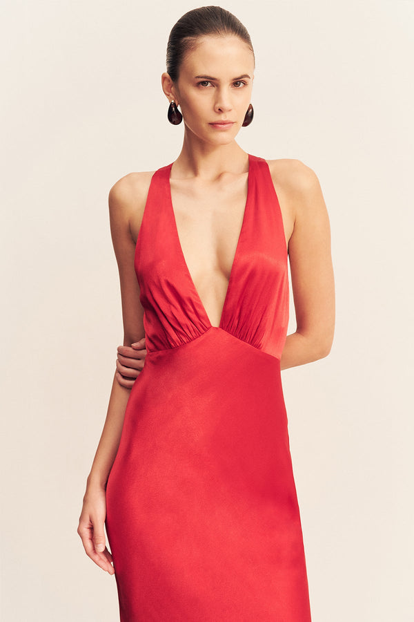 Tatum Plunged Cross Back Maxi Dress | Grenadine | Dresses | Shona Joy Shona Joy US Tatum Plunged Cross Back Maxi Dress | Grenadine | Dresses | Shona Joy Shona Joy US