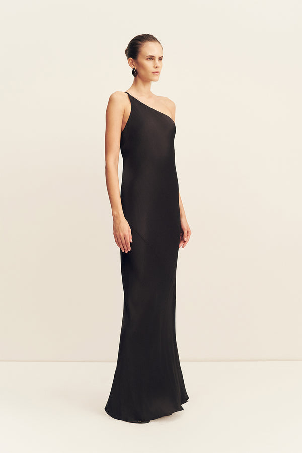 luna one shoulder maxi dress Shona Joy La Lune One Shoulder Cowl Back Gown - Peony