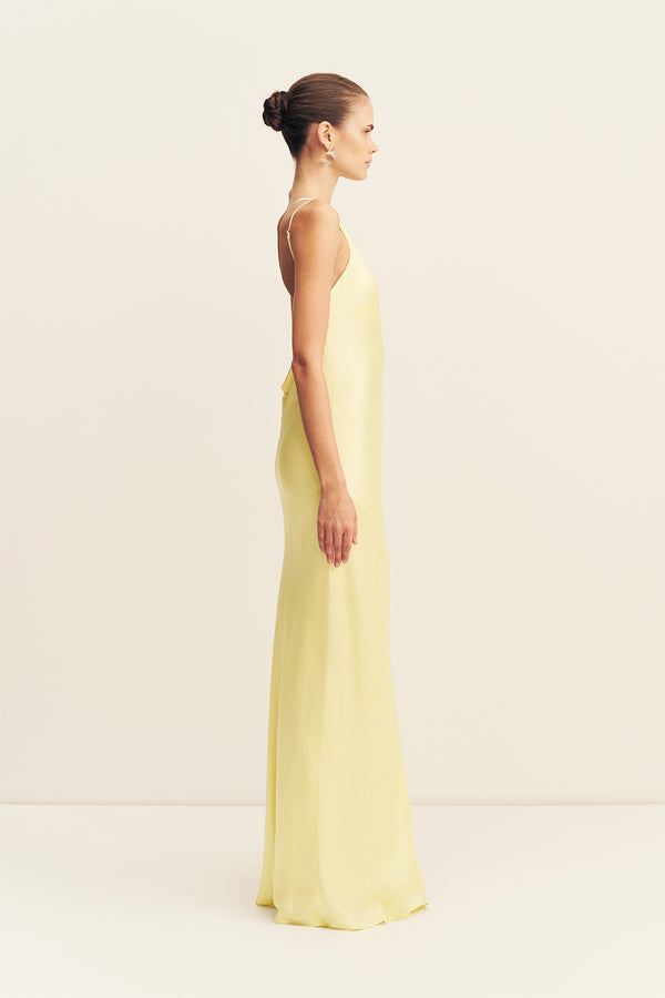 Shona Joy La Lune One Shoulder Cowl Back Gown - Lemon Shona Joy La Lune One Shoulder Cowl Back Gown - Lemon