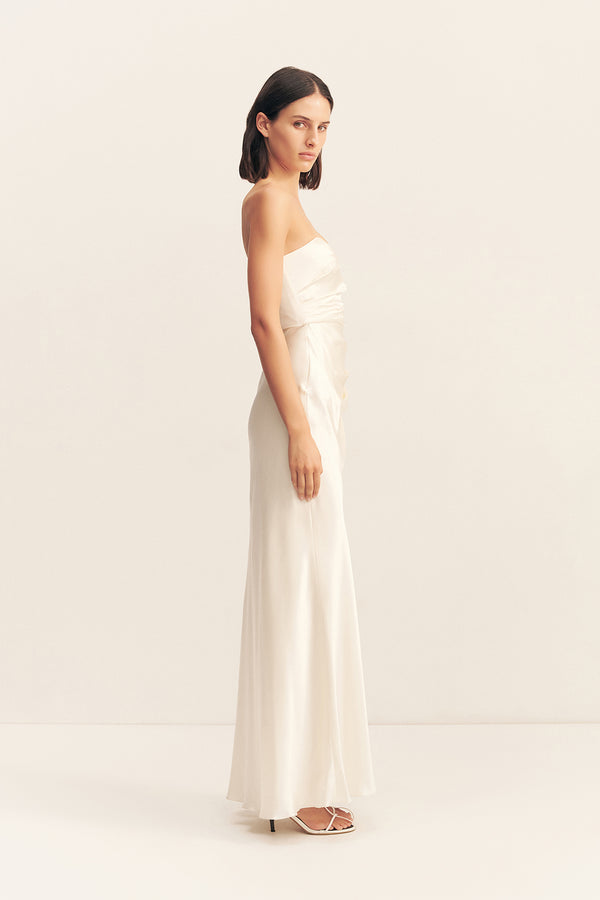 LA LUNE CUMULUS SILK STRAPLESS CORSET GOWN - IVORY
