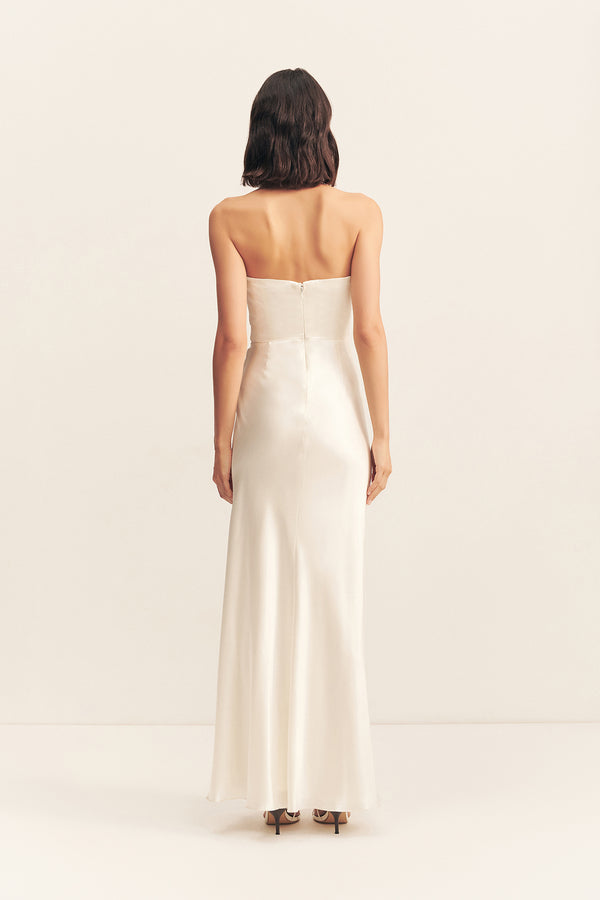 LA LUNE CUMULUS SILK STRAPLESS CORSET GOWN - IVORY
