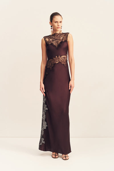 Shona Joy - Jamila Lace High Neck Maxi Dress - Espresso Shona Joy - Jamila Lace High Neck Maxi Dress - Espresso