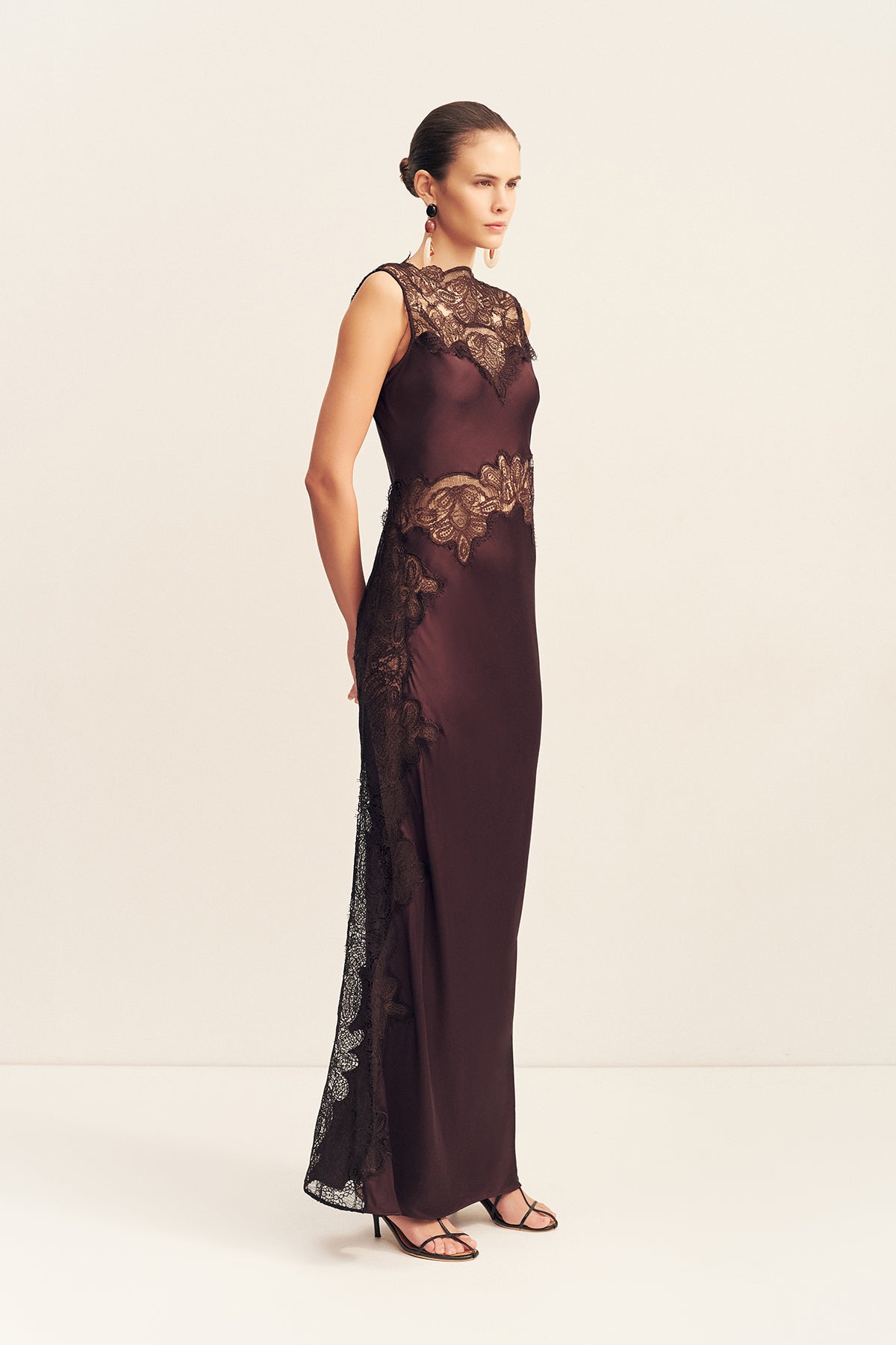 Jamila Lace High Neck Maxi Dress | Espresso | Dresses | Shona Joy