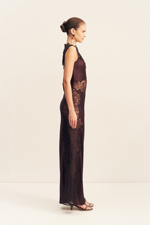 Shona Joy - Jamila Lace High Neck Maxi Dress - Espresso Shona Joy - Jamila Lace High Neck Maxi Dress - Espresso