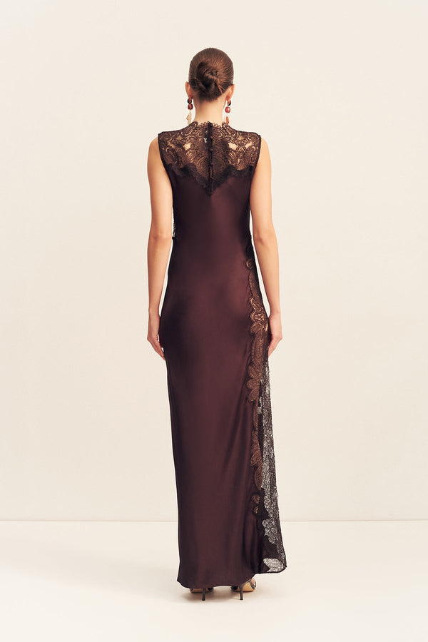 Shona Joy - Jamila Lace High Neck Maxi Dress - Espresso Shona Joy - Jamila Lace High Neck Maxi Dress - Espresso