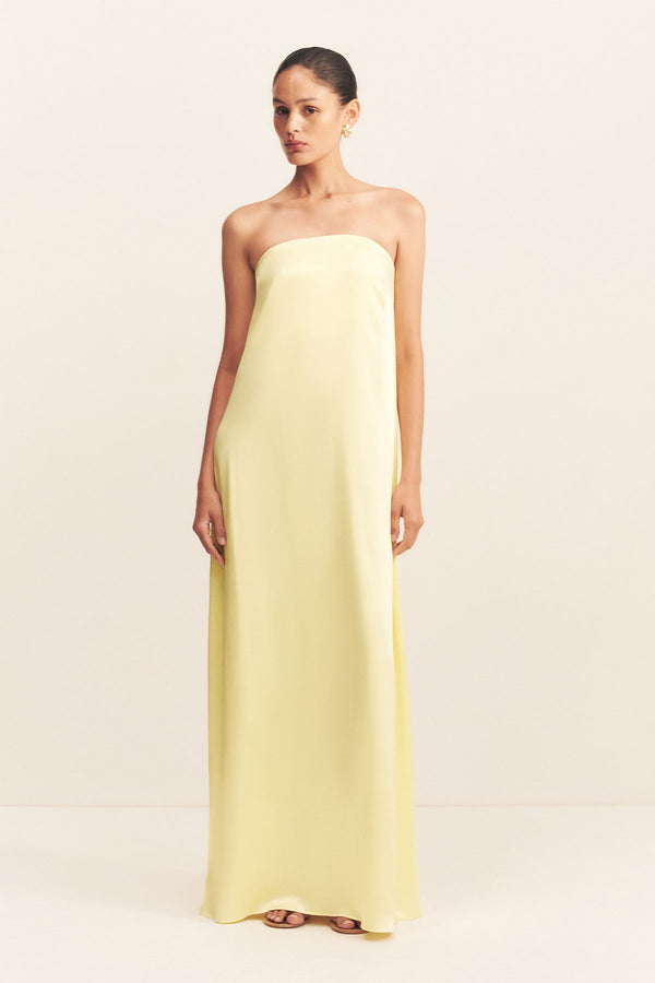 LA LUNE STRAPLESS COLUMN MAXI DRESS - LEMON_F