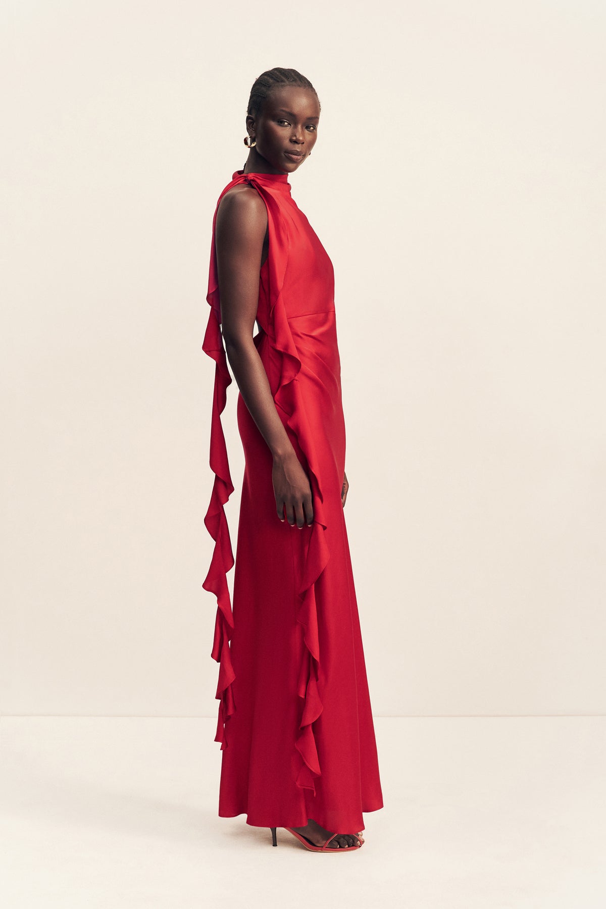 Agnes Draped Ruffle Maxi Dress | Cherry | Dresses | Shona Joy