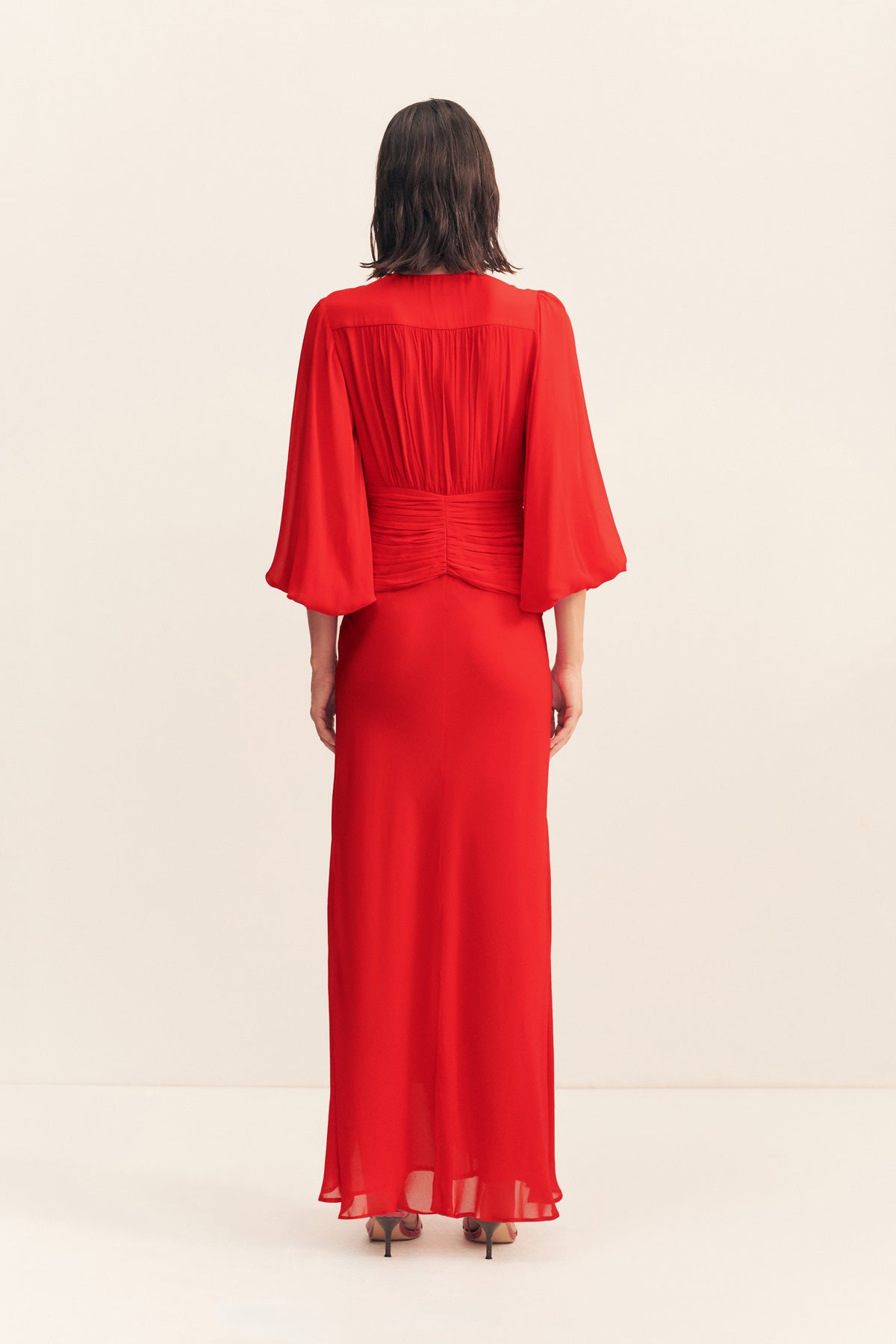 Romy High Neck Balloon Sleeve Maxi Dress | Chilli | Dresses