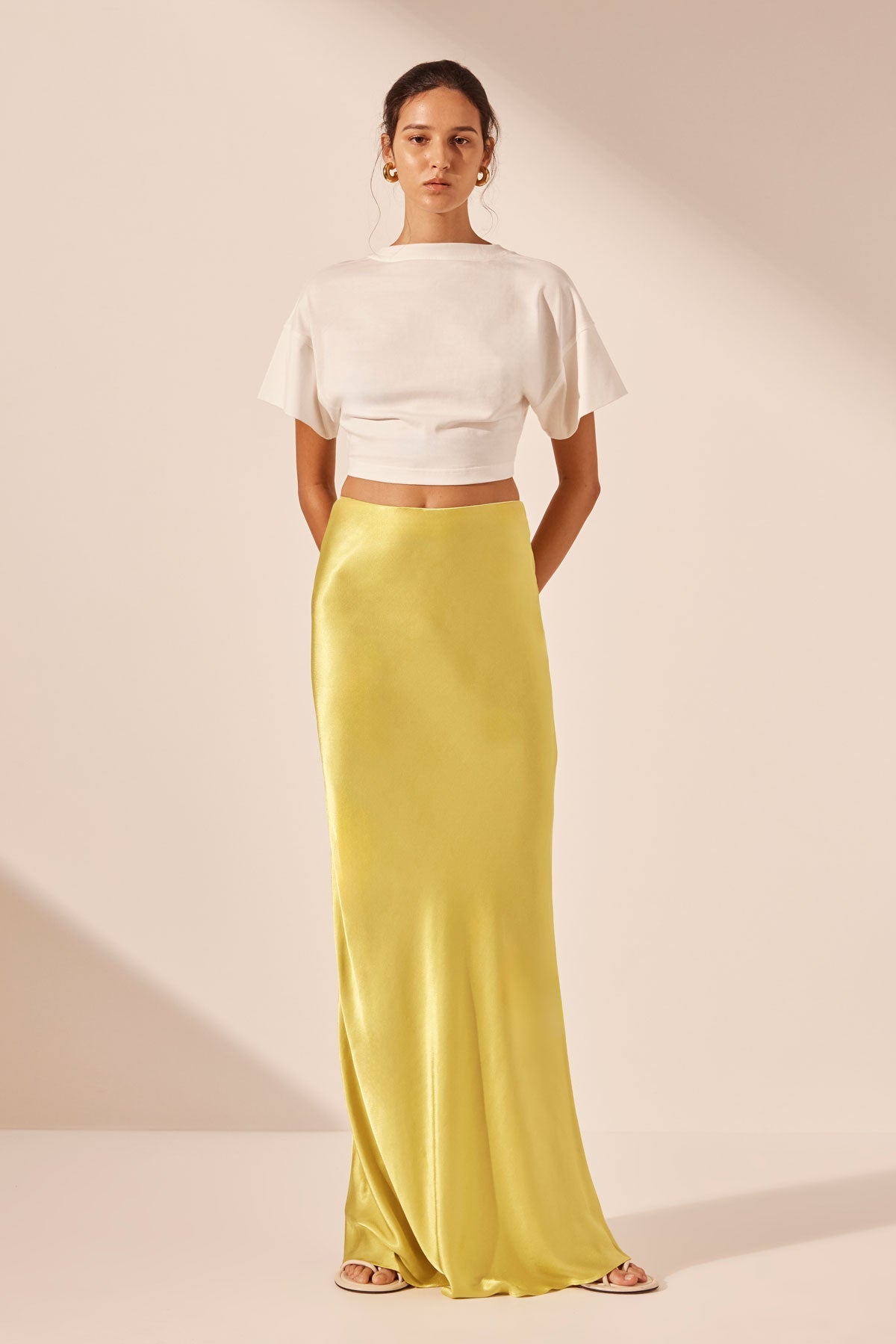 SOFIA BIAS CUT MAXI SKIRT | LIME | SKIRTS | SHONA JOY – Shona Joy  International