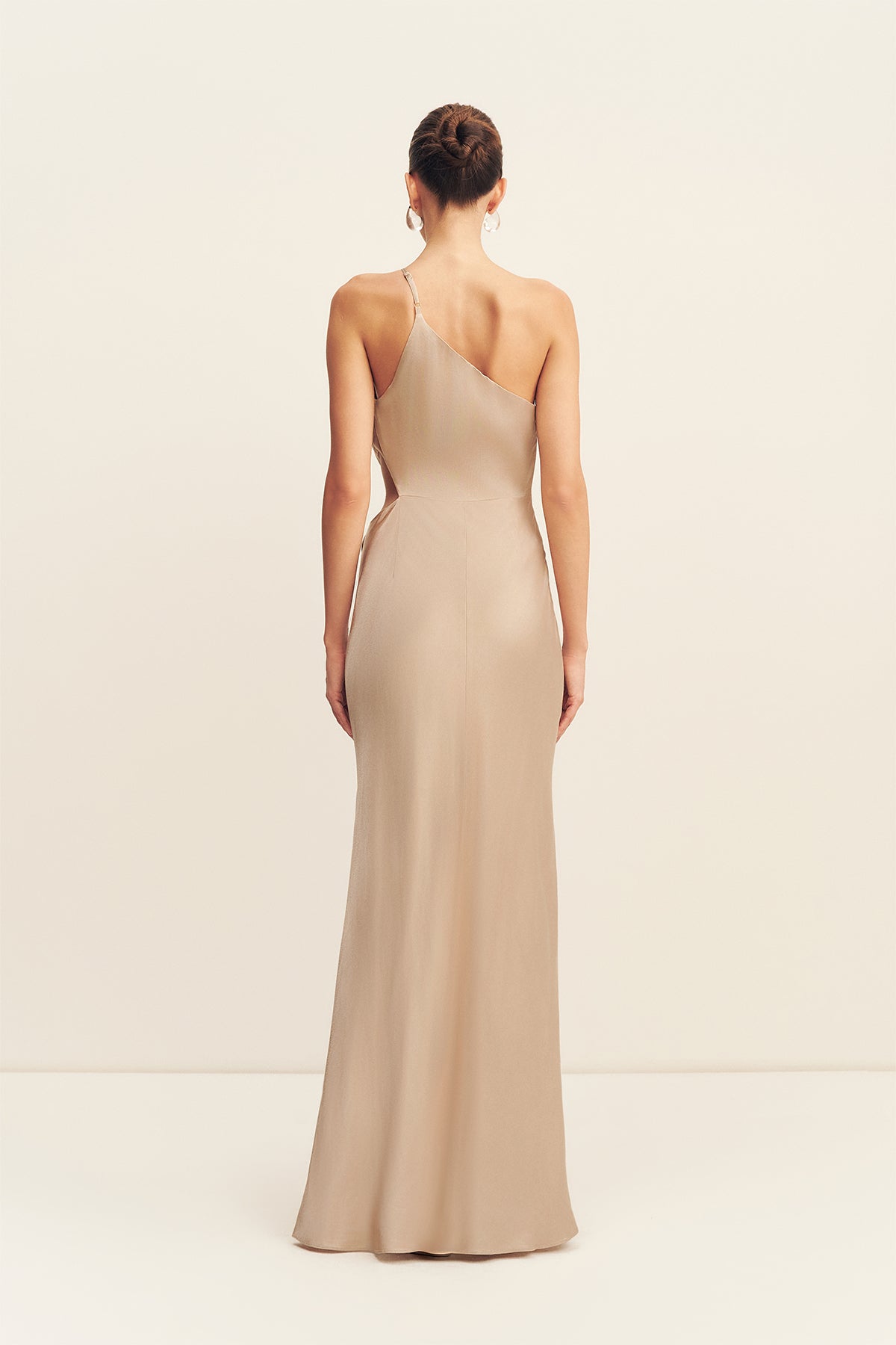 La Lune Asymmetrical Gathered Maxi Dress | Gold | Dresses | Shona