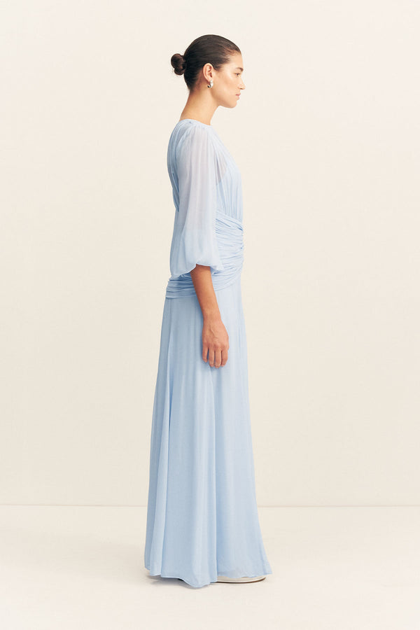 Emory High Neck Balloon Sleeve Maxi Dress | Arcadian Blue | Dresses | Shona Joy Shona Joy US Emory High Neck Balloon Sleeve Maxi Dress | Arcadian Blue | Dresses | Shona Joy Shona Joy US