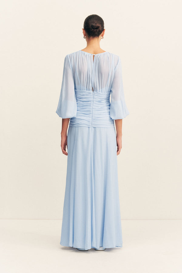 EMORY HIGH NECK BALLOON SLEEVE MAXI DRESS - ARCADIAN BLUE_B