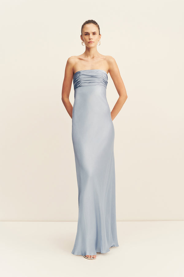 Shona Joy - La Lune Strapless Ruched Bodice Maxi Dress - Powder Blue - Bridesmaids Dress Shona Joy - La Lune Strapless Ruched Bodice Maxi Dress - Powder Blue - Bridesmaids Dress