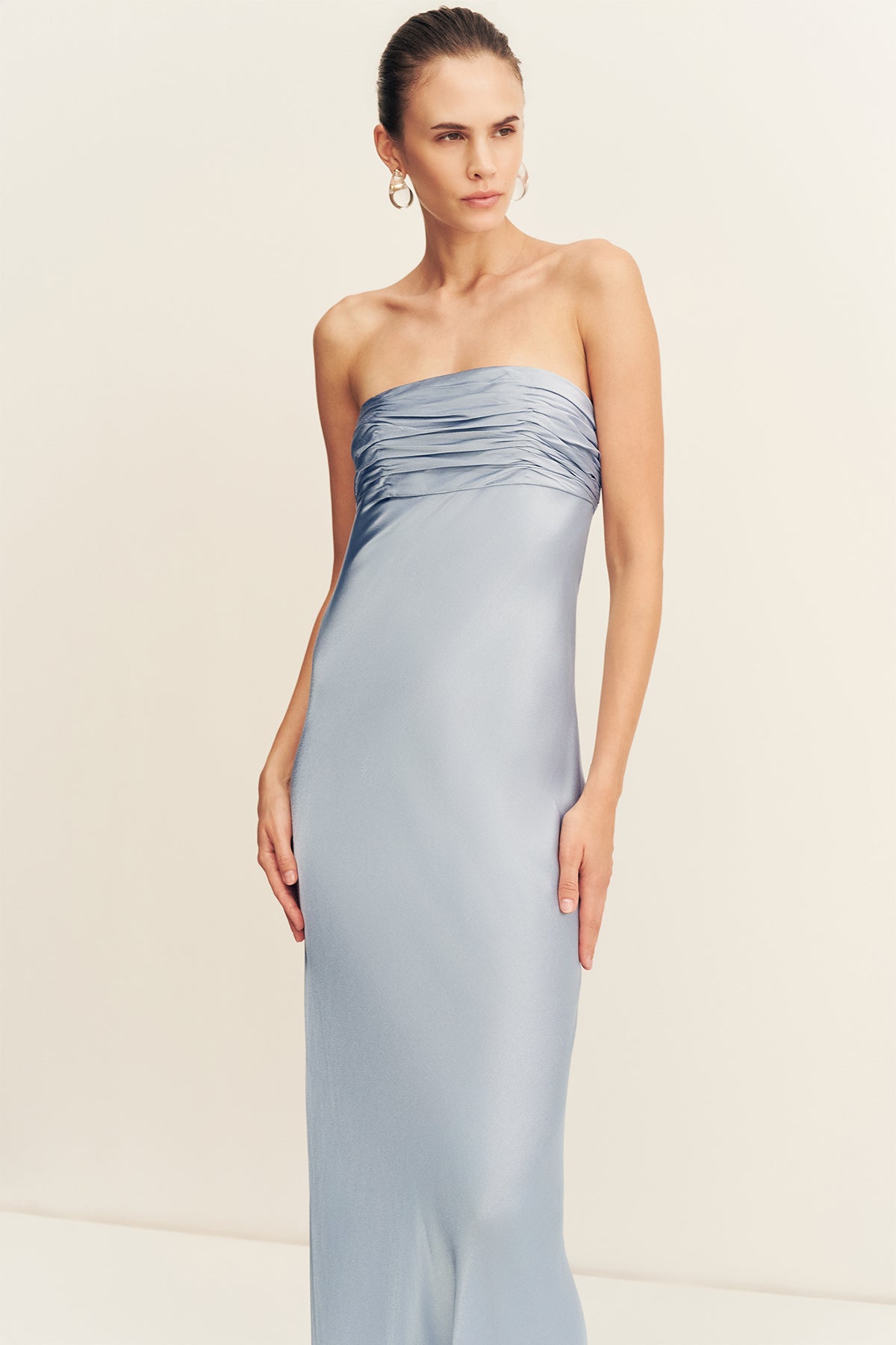 Luna Blue ウーファニー アイスクリーム ドレス　S La Lune Strapless Ruched Bodice Maxi Dress | Powder Blue | Dresses