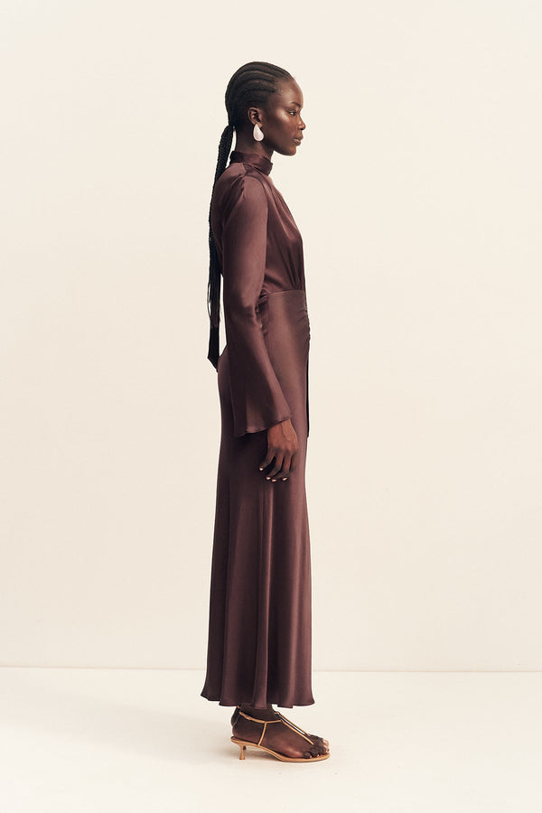 Shona Joy - La Lune Plunged Long Sleeve Maxi Dress - Espresso - Bridesmaids Dress Shona Joy - La Lune Plunged Long Sleeve Maxi Dress - Espresso - Bridesmaids Dress