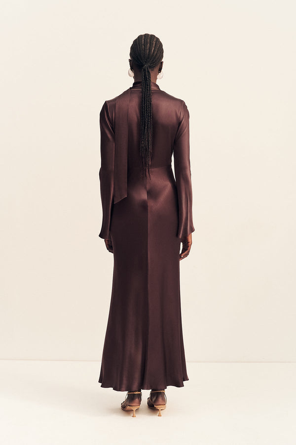 Shona Joy - La Lune Plunged Long Sleeve Maxi Dress - Espresso - Bridesmaids Dress Shona Joy - La Lune Plunged Long Sleeve Maxi Dress - Espresso - Bridesmaids Dress