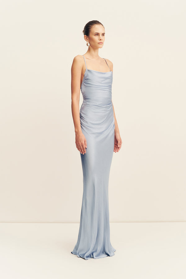 LA LUNE LACE BACK MAXI DRESS - POWDER BLUE