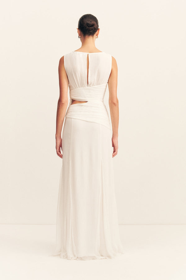 CLAUDE SIDE SPLIT MAXI DRESS - IVORY_B