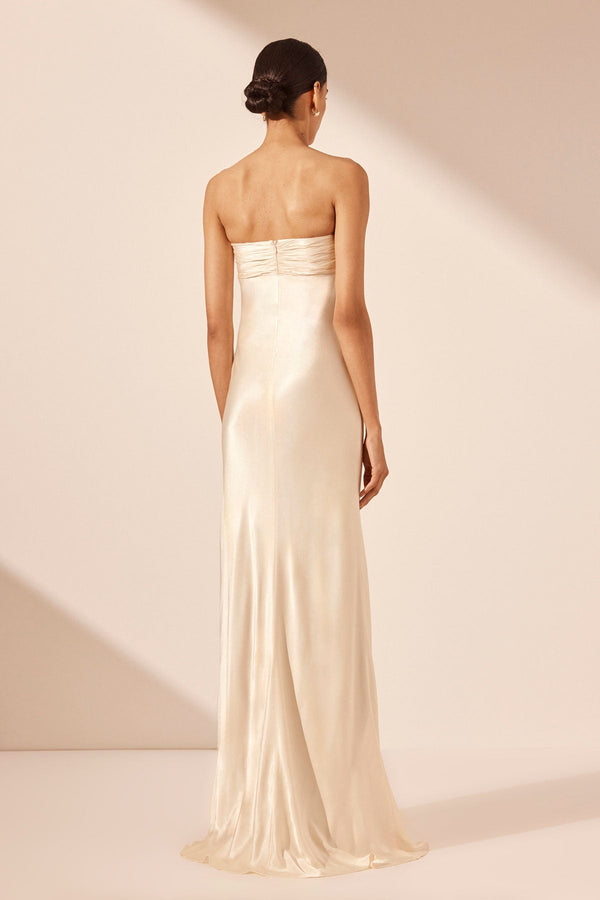 LA LUNE STRAPLESS RUCHED BODICE MAXI DRESS - CREAM_B
