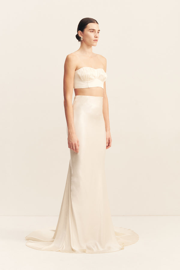 LA LUNE HIGH WAIST MAXI SKIRT - CREAM