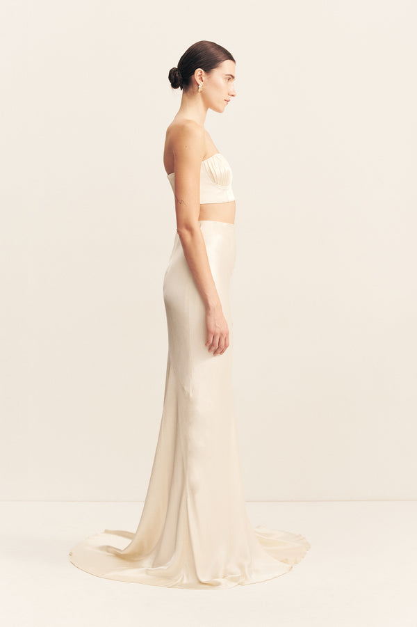 LA LUNE HIGH WAIST MAXI SKIRT - CREAM