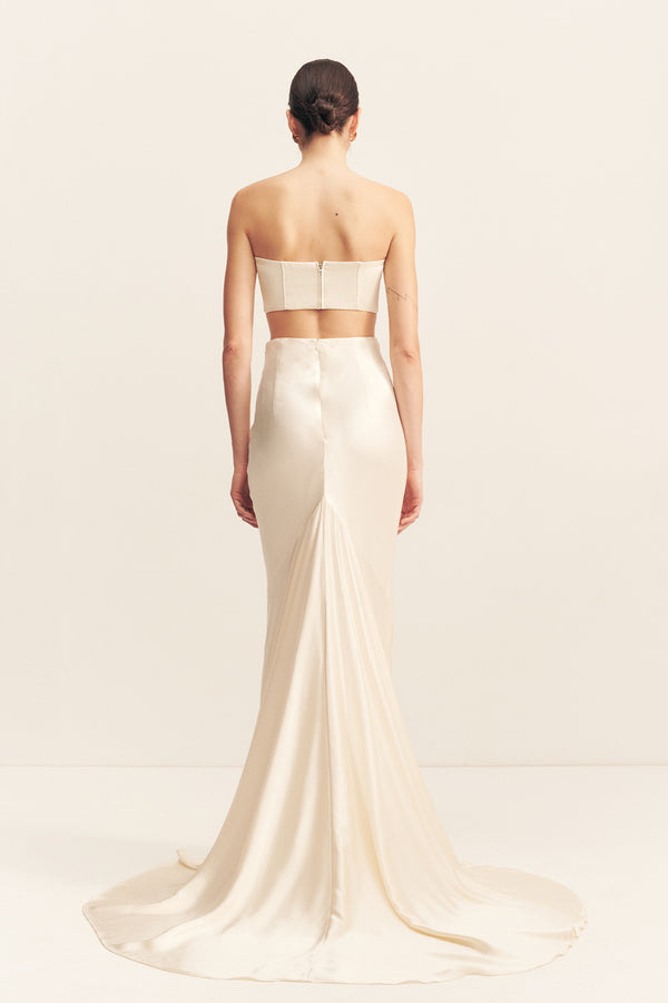 LA LUNE HIGH WAIST MAXI SKIRT - CREAM