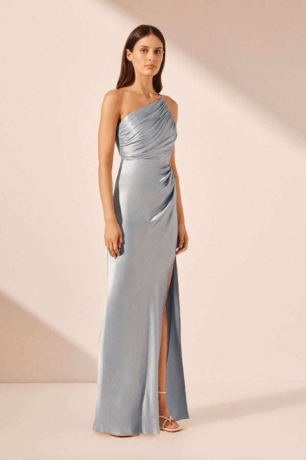 Shona Joy - La Lune Asymmetrical Gathered Maxi Dress - Powder Blue