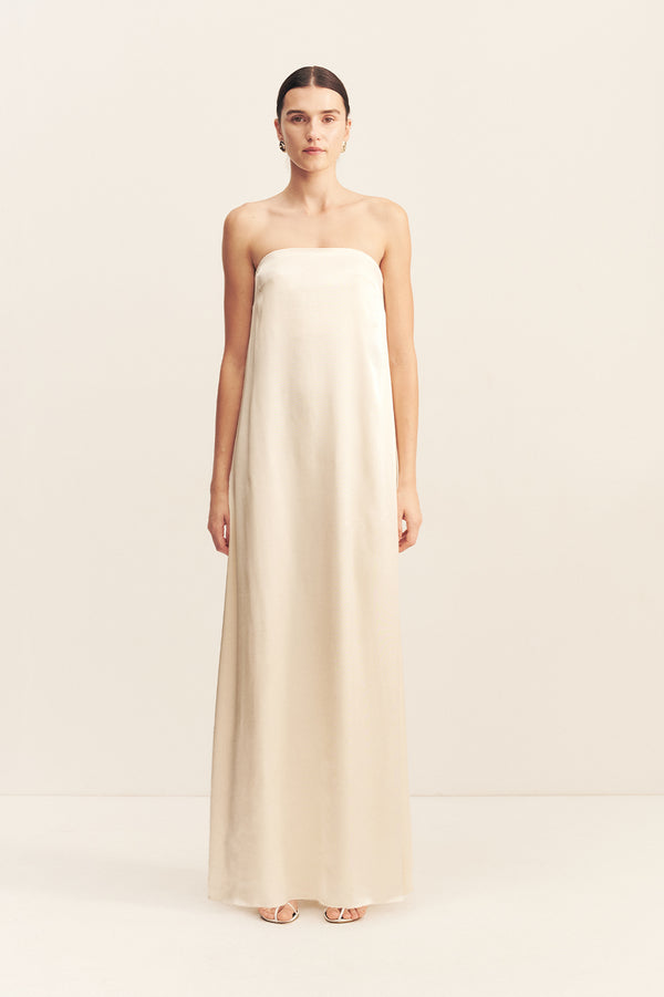 LA LUNE STRAPLESS COLUMN MAXI DRESS - CREAM_F
