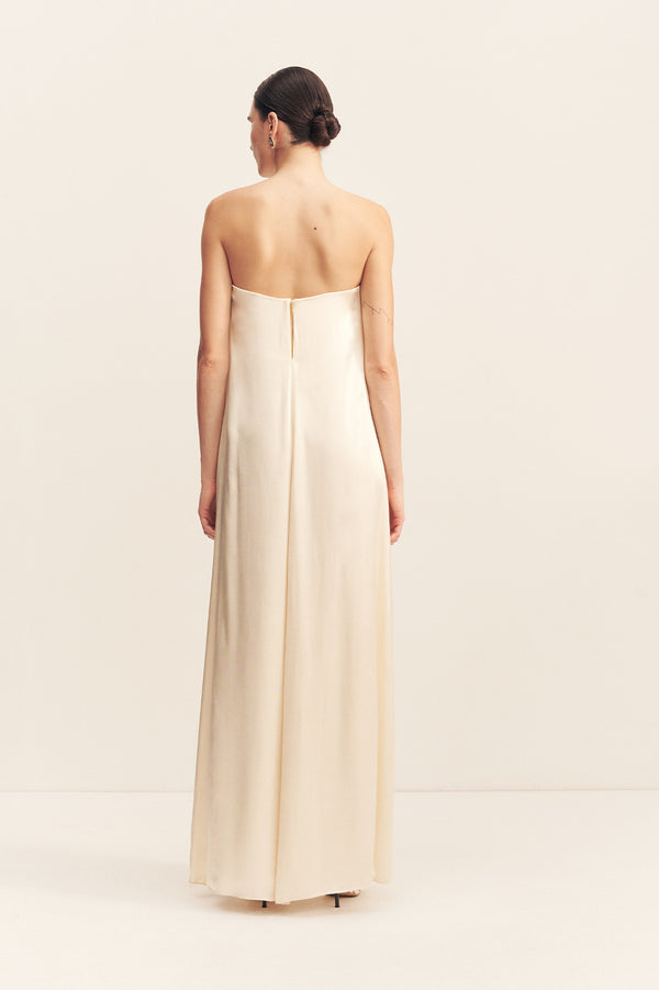 LA LUNE STRAPLESS COLUMN MAXI DRESS - CREAM
