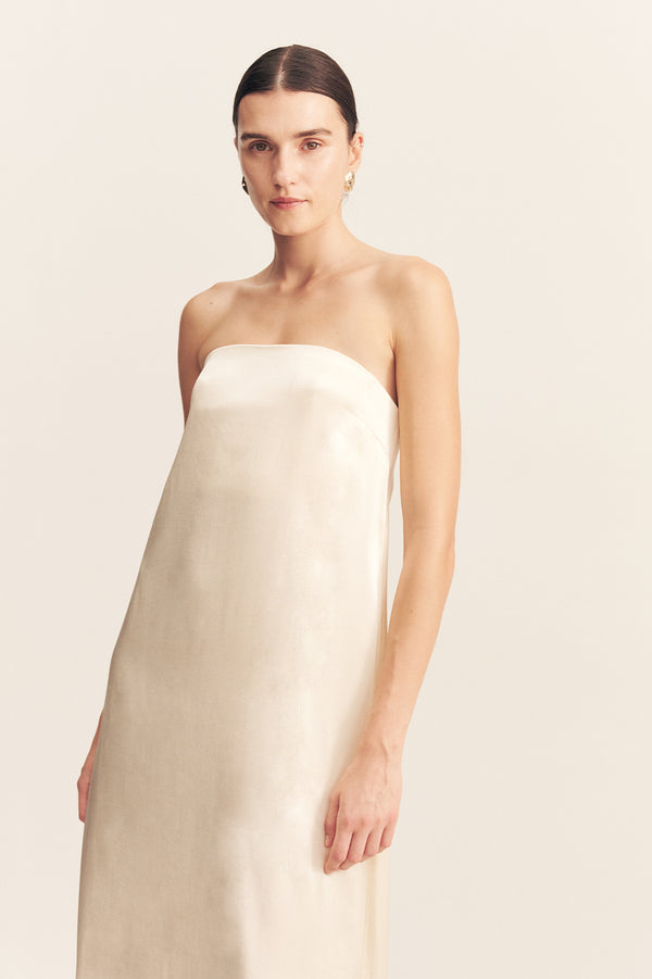 LA LUNE STRAPLESS COLUMN MAXI DRESS - CREAM