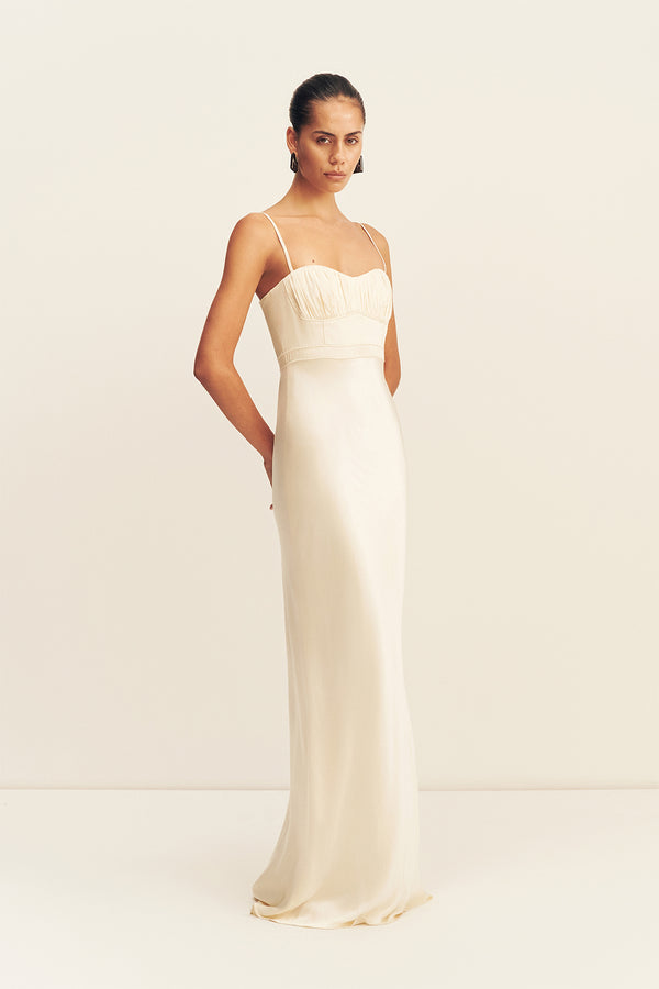 Shona Joy - La Lune Corded Ruched Maxi Dress - Cream - Bridesmaids Dress Shona Joy - La Lune Corded Ruched Maxi Dress - Cream - Bridesmaids Dress
